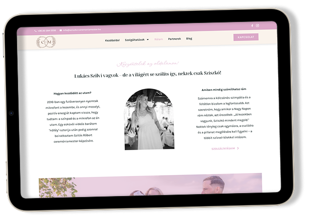 Sziszkó ceremóniamester weboldal mockup